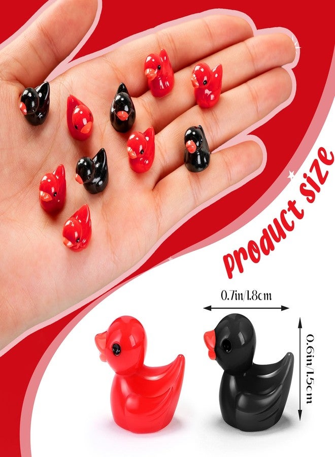 Rotatingpals 150 Pcs Valentine's Day Mini Ducks Resin Tiny Duck Little Small Figures Bulk for Valentines Party Dollhouse Aquarium Decor Micro Garden Landscape DIY Crafts(Red,Black) - Image 2